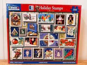 White Mountain Puzzles - Holiday Stamps - 500 Piece Jigsaw Puzzle